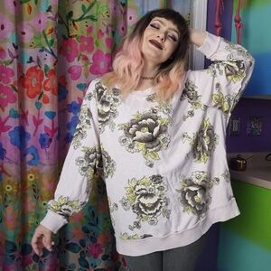 Free People Go On Floral Sweatshirt Pastel Pink Size SMALL